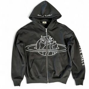 2022 Dark Charcoal Broken Planet Outer Space Zip Up Hoodie